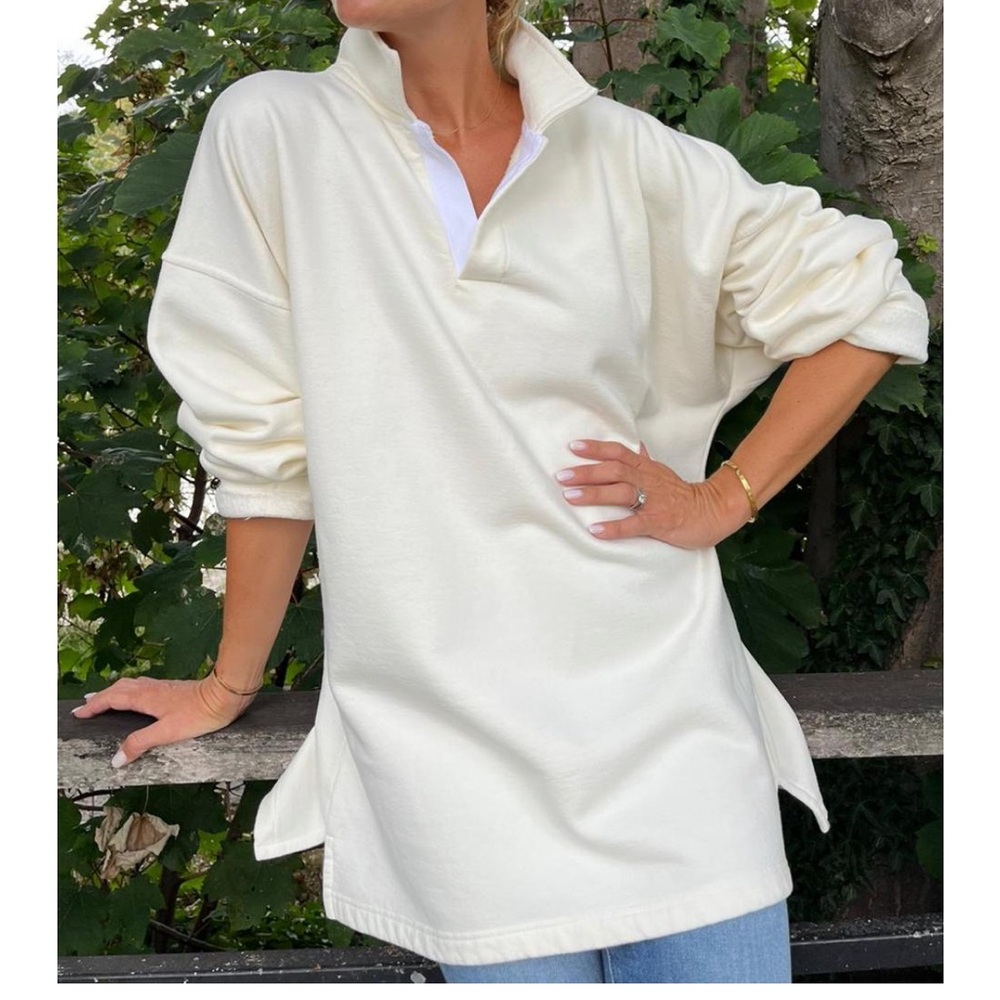 Sloppy Joe - Open collar sweatshirt - Size 2 - White